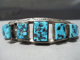 Incredible Vintage Native American Navajo Graduating Turquoise Sterling Silver Bracelet Old-Nativo Arts