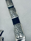 Important Rug Pattern Sterling Silver Vintage Native American Navajo Hand Tooled Concho Belt-Nativo Arts
