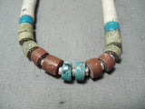 Native American Impressive Vintage Santo Domingo Turquoise Sterling Silver Necklace Old-Nativo Arts