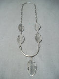 Marvelous Navajo Native American Sterling Silver Feathers Necklace-Nativo Arts