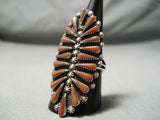 Fantastic Zuni Coral Sterling Silver Ring Native American-Nativo Arts