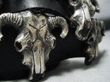 Heavy!! Cow Skull Hand Wrought Sterling Silver Concho Belt-Nativo Arts