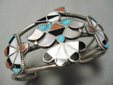 Museum Vintge Zuni Native American Navajo Turquoise Coral Sterling Silver Bird Bracelet-Nativo Arts