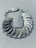 Advanced Workmanship Native American Navajo Turquoise Dime Sterling Silver Link Bracelet-Nativo Arts