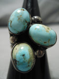 Important Vintage Native American Navajo Dry Creek Turquoise Sterling Silver Ring Old-Nativo Arts