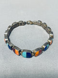 Extremely Detailed Vintage Native American Navajo Turquoise Sterling Silver Link Bracelet-Nativo Arts