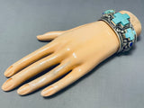 The Best Vintage Native American Navajo Cross Turquoise Sterling Silver Al Jake Bracelet (d)-Nativo Arts