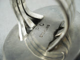 Huge Heavy Vintage Native American Navajo Jet Sterling Silver Ring-Nativo Arts