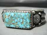 Native American Authentic Albert Jake High Grade Turquoise Sterling Silver Bracelet-Nativo Arts