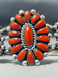 Alice Quam!! Important Vintage Native American Zuni Coral Sterling Silver Bracelet-Nativo Arts