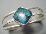 Amazing Vintage Native American Navajo Pilot Mountain Turquoise Sterling Silver Bracelet Old-Nativo Arts