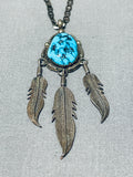 Incredible Vintage Native American Navajo Sleeping Beauty Turquoise Sterling Silver Necklace-Nativo Arts