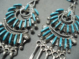 Exquisite Zuni Turquoise Sterling Silver Earrings Native American-Nativo Arts