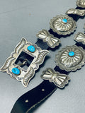 Magnificent Vintage Native American Navajo Kingman Turquoise Sterling Silver Concho Belt-Nativo Arts