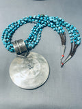 One Of The Most Detailed Ever Vintage Native American Navajo Turquoise Sterling Silver Necklace-Nativo Arts