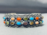 Lena Platero Vintage Native American Navajo Turquoise Multi Stone Sterling Silver Bracelet-Nativo Arts