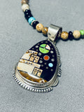Very Intricate Native American Navajo Turquoise Pueblo Sterling Silver Necklace-Nativo Arts