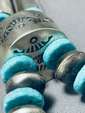 Long Hand Tooled Native American Navajo Turquoise Sterling Silver Necklace-Nativo Arts