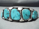 Incredible Vintage Native American Navajo Sleeping Beauty Turquoise Sterling Silver Bracelet Old-Nativo Arts