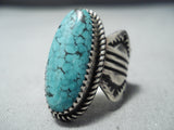 Native American Len Martza Vintage Zuni Spiderweb Turquoise Sterling Silver Ring Old-Nativo Arts