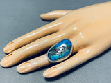Unbelievable Vintage Native American Navajo Pilot Mountain Turquoise Sterling Silver Ring-Nativo Arts