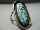 One Of The Best Vintage Native American Navajo Old Kingman Turquoise Sterling Silver Ring-Nativo Arts