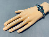 Breathtaking Native American Navajo Spiderweb Turquoise Sterling Silver Bracelet Signed-Nativo Arts