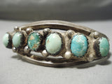 Very Early Vintage Native American Navajo Cerrillos Turquoise Sterling Silver Bracelet Old-Nativo Arts