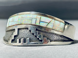 David Benally Vintage Native American Navajo Opal Sterling Silver Geomtric Bracelet-Nativo Arts