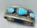 Ornate Vintage Native American Hopi 3 Carlin Turquoise Sterling Silver Bracelet-Nativo Arts