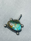 Marvelous Vintage Native American Navajo Pilot Mountain Turquoise Sterling Silver Pendant-Nativo Arts