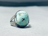 Remarkable Vintage Native American Navajo Domed Turquoise Sterling Silver Ring-Nativo Arts