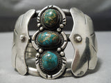 Heavy Huge Vintage Native American Navajo Royston Turquoise Sterling Silver Bracelet Old-Nativo Arts