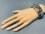 Native American Signed Turquoise Bear Sterling Silver Brass Bear Bracelet-Nativo Arts