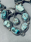 191 Gram Vintage Native American Navajo Turquoise Sterling Silver Squash Blossom Necklace-Nativo Arts