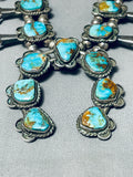 Gasp! Quality Vintage Native American Navajo Turquoise Sterling Silver Squash Blossom Necklace-Nativo Arts