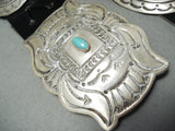 Heavy 500 Gram Vintage Native American Navajo Turquoise Sterling Silver Concho Belt-Nativo Arts