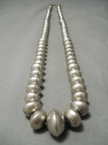 One Of The Finest Hand Tooled Vintage Native American Navajo Sterling Silver Bead Necklace-Nativo Arts