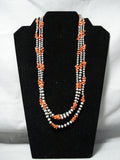 Wrap Around Navajo Coral Sterling Silver Necklace Native American-Nativo Arts