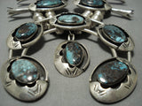 Alert!! Bisbee Turquoise Vintage Native American Jewelry Navajo Sterling Silver Squash Blossom Necklace-Nativo Arts