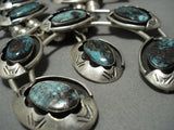 Alert!! Bisbee Turquoise Vintage Native American Jewelry Navajo Sterling Silver Squash Blossom Necklace-Nativo Arts