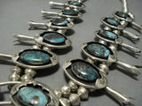 Alert!! Bisbee Turquoise Vintage Native American Jewelry Navajo Sterling Silver Squash Blossom Necklace-Nativo Arts