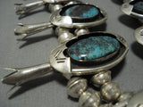 Alert!! Bisbee Turquoise Vintage Native American Jewelry Navajo Sterling Silver Squash Blossom Necklace-Nativo Arts