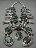 Alert!! Bisbee Turquoise Vintage Native American Jewelry Navajo Sterling Silver Squash Blossom Necklace-Nativo Arts