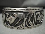 All Native American Jewelry Silver Symbolic Vintage Navajo Hammered Native American Jewelry Silver Bracelet Old-Nativo Arts