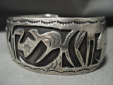 All Native American Jewelry Silver Symbolic Vintage Navajo Hammered Native American Jewelry Silver Bracelet Old-Nativo Arts
