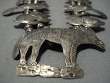 Amazing Animal Vintage Native American Jewelry Navajo Sterling Silver Squash Blossom Necklace Old-Nativo Arts