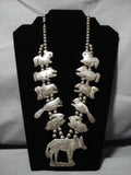 Amazing Animal Vintage Native American Jewelry Navajo Sterling Silver Squash Blossom Necklace Old-Nativo Arts