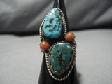 Amazing Bisbee Turquoise Vintage Navajo Native American Sterling Silver Ring Old-Nativo Arts
