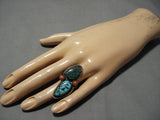 Amazing Bisbee Turquoise Vintage Navajo Native American Sterling Silver Ring Old-Nativo Arts